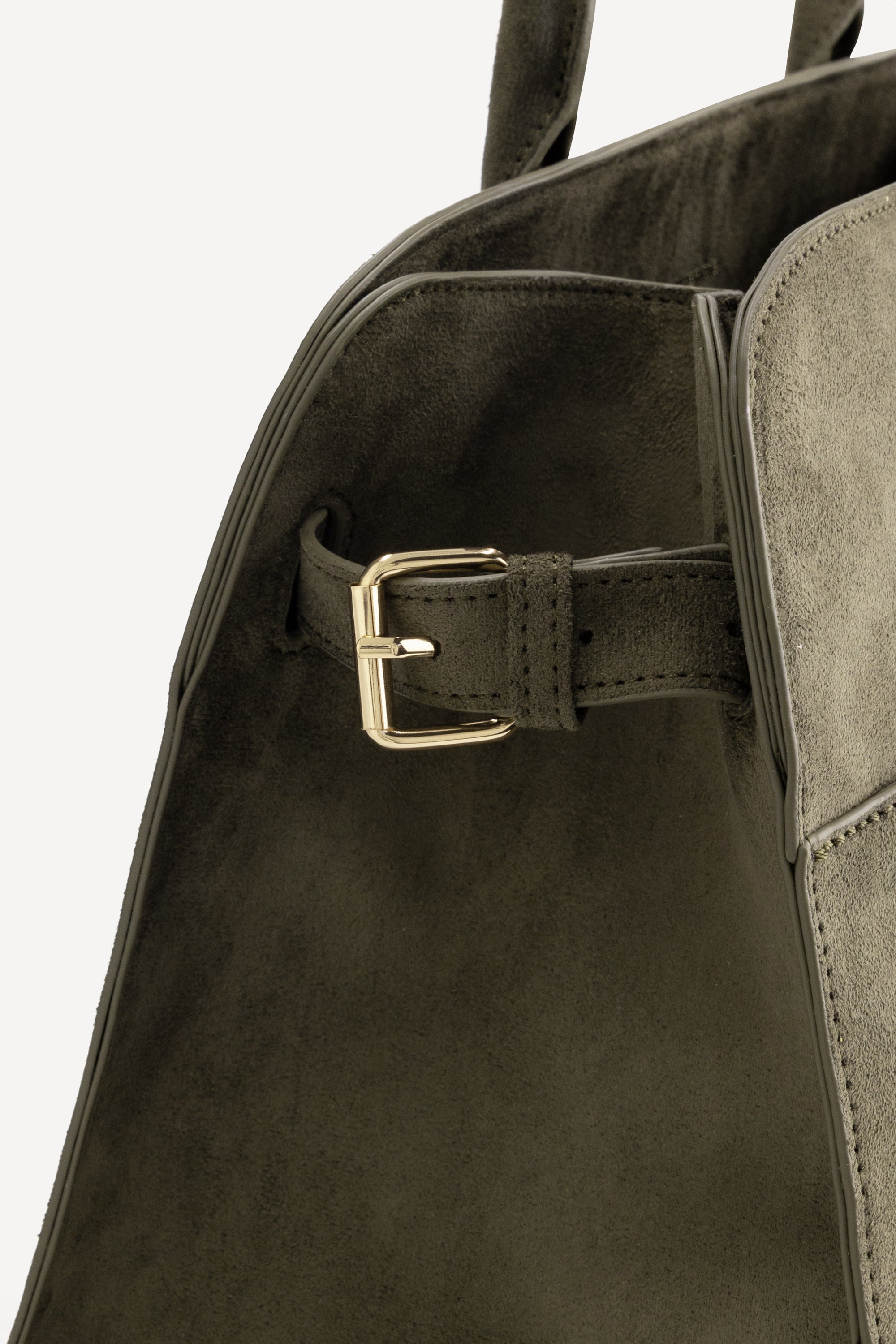 Detail van The Jackie Olive luxe luiertas met verstelbare zijgesp