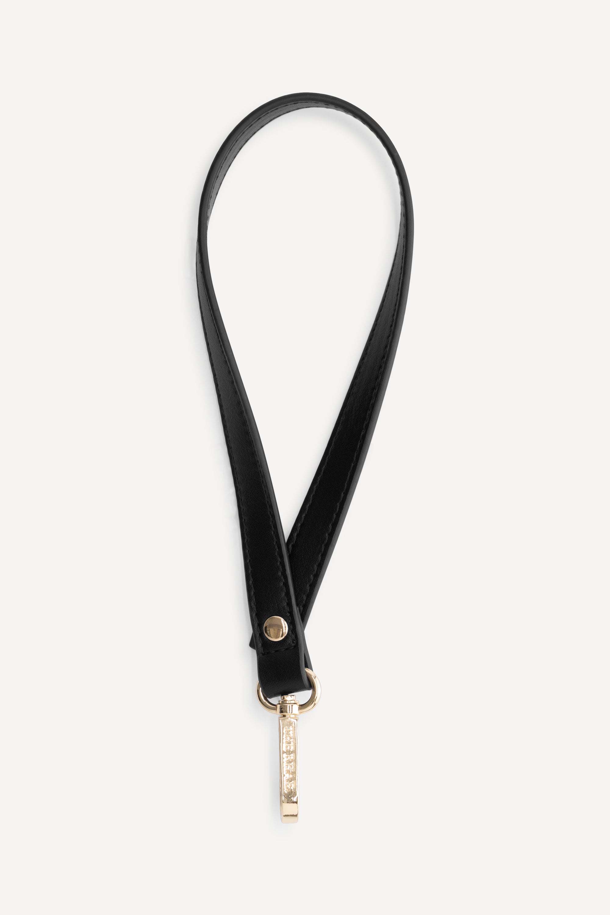 The Rhae Stroller strap Black van premium vegan leer met goudkleurige clip