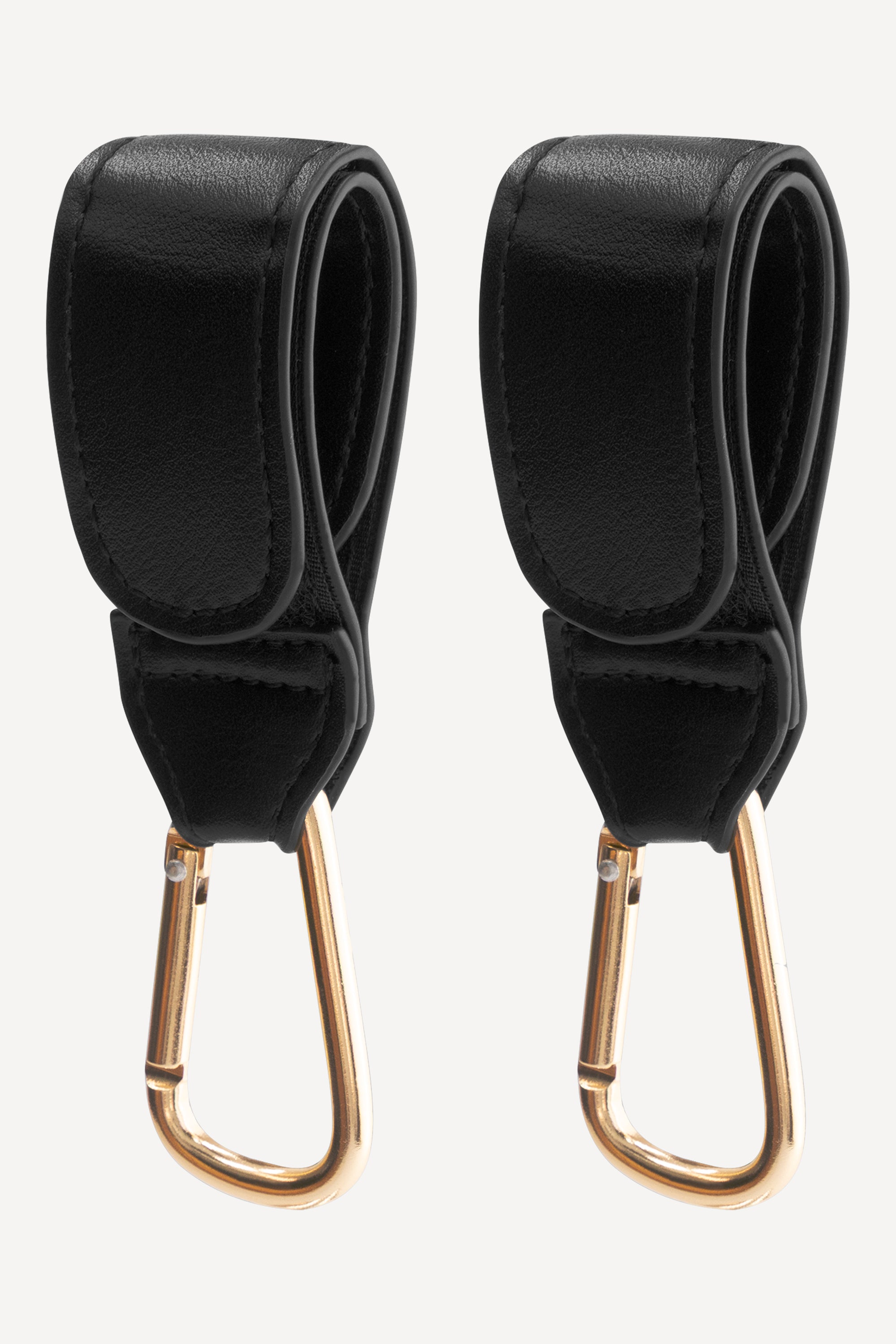 Set van twee The Rhae Stroller Hooks Black met goudkleurige kinderwagenhaken